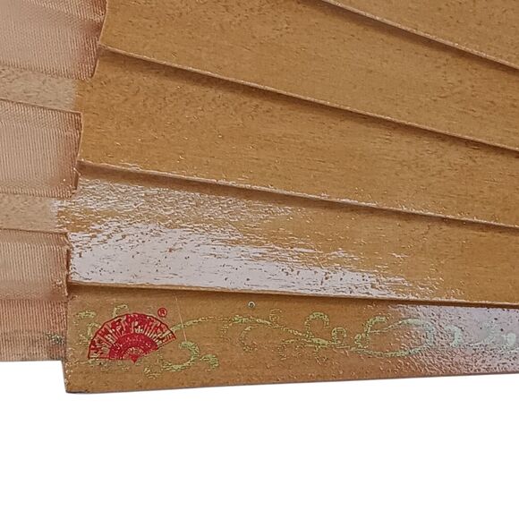 VTG Wood & Fabric Hand Painted Floral Spanish Hand Fan Cutout Design 16x9 Unique - Picture 10 of 15